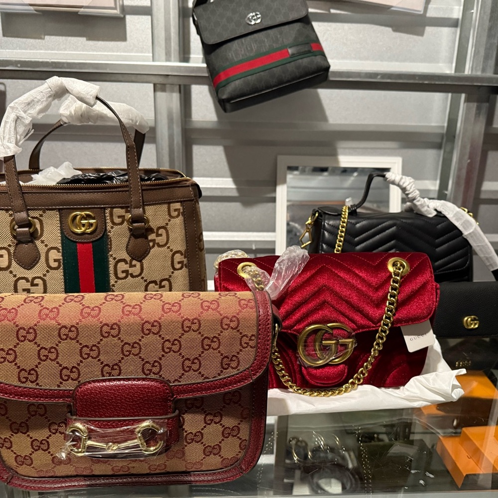 Gucci Red Velvet Shoulder Bag